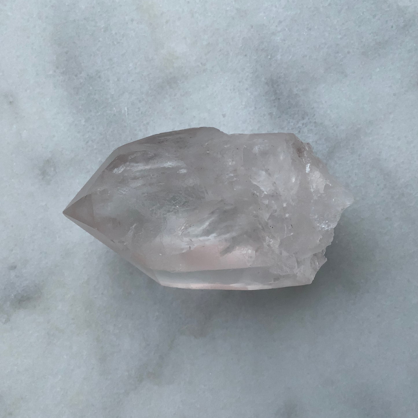 Rare Natural Pink Lemurian Quartz Point.